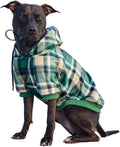Spark Paws Dog Hoodie – Premium Dog Sweater for Small, Medium, and Large Dogs | Warm Outfits for French Bulldogs, Pitbull, Puppy, Winter Jacket Alternative - Green Plaid - 3XL