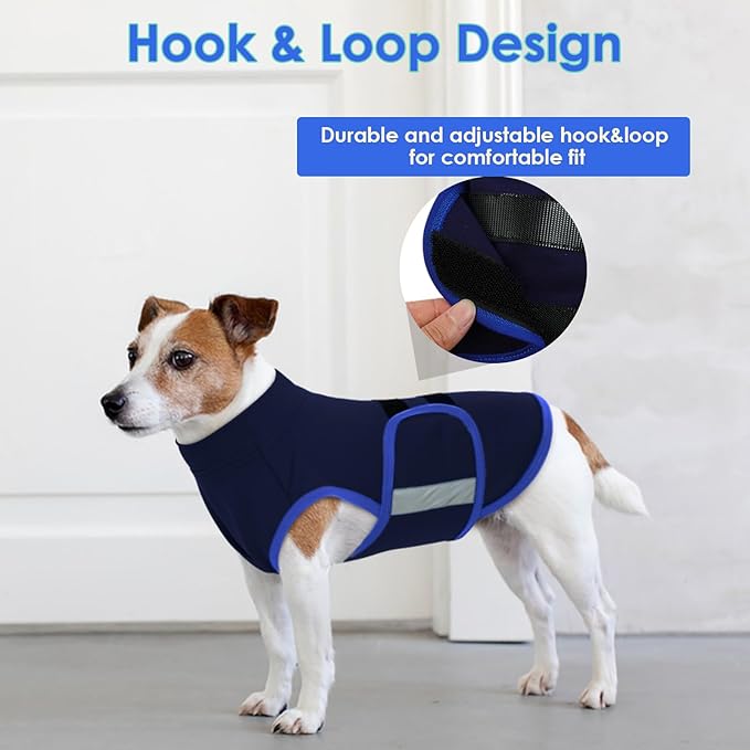 MIGOHI Dog Anxiety Relief Coat,Comfort Anxiety Vest for Dogs,Adjustable Anxiety Calming Wrap for Fireworks,Thunderstorms,Travel, Separation, Dog Anxiety Jacket for Small Dogs,XL,NavyBlue