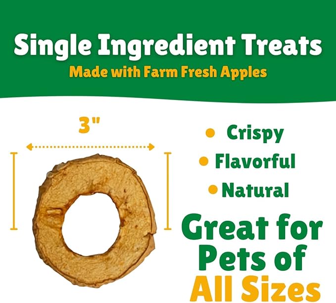 Lucky Premium Apple Rings – Thin, Crispy, All Natural Jerky Apple Treats for Dogs, Vegetarian Dog Treats with Real Fruit (32 oz)