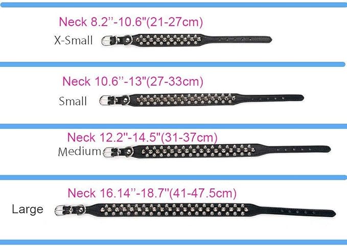 Spiked Dog Collar Soft Pu Leather Mushrooms Rivet Spike Studded Puppy Adjustable Pet Collars for Small Breeds (XS, Black Set)
