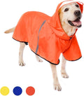 Dog Raincoat with Adjustable Belly Strap and Leash Hole - Hoodie with Reflective Strip - Waterproof Slicker Lightweight Breathable Rain Poncho Jacket for Medium Large Dogs - Easy to Wear, Orange 4XL