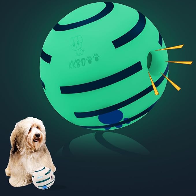 HYQ Glowing Interactive Dog Toy Ball - Squeaky for Small, Medium, Large Dogs and Puppies - Keeps Them Busy (Glow Ball, 2.75 Inch)