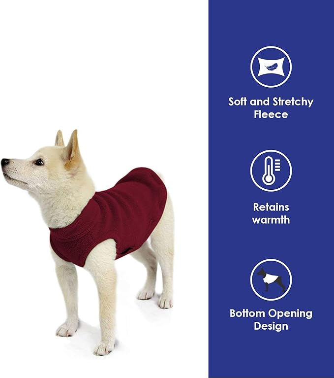 Gooby - Stretch Fleece Vest, Pullover Fleece Vest Jacket Sweater for Dogs, Burgundy, Small Length (8.5")