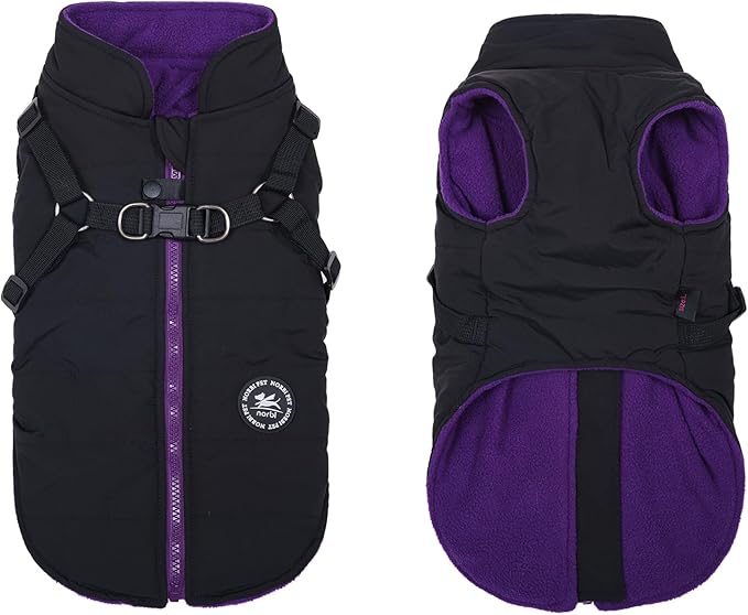 Norbi Dog Winter Jacket with Built-in Harness - Adjustable Warm Coats for Small to Large Dogs - Perfect for Cold Weather