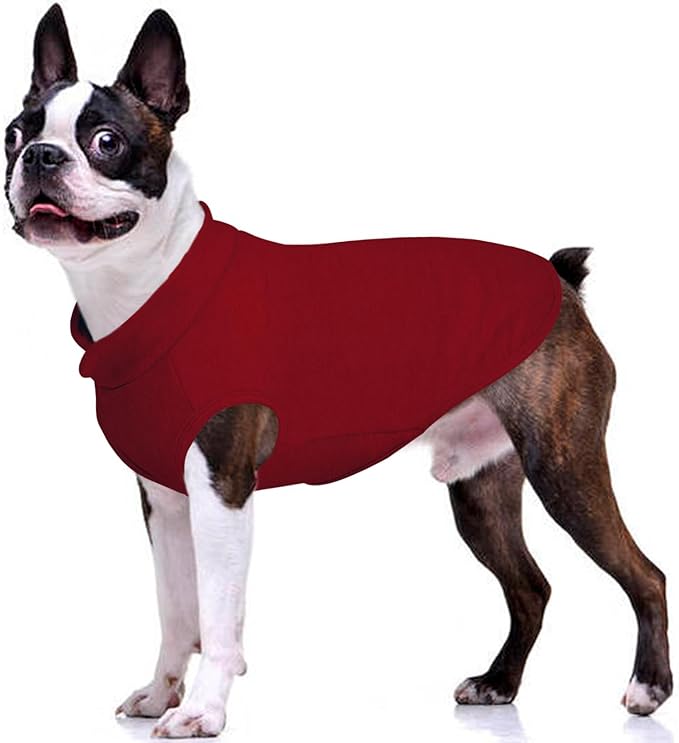 FUAMEY Dog Fleece Vest for Large Dogs,Warm Stretchy Dog Sweatshirts Pullover with Leash Hole Dogs Sweater Soft Pet Turtleneck Cozy Pet Vest Lightweight Sleeveless Red L