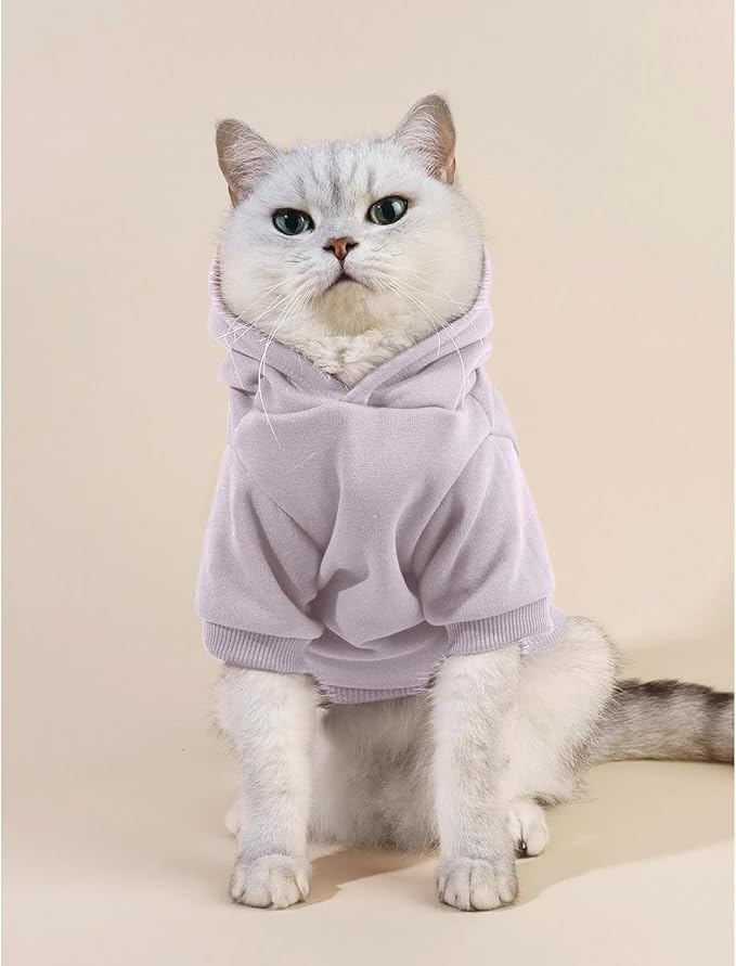 Cat Hoodies for Cats Puppy Pet Clothes Cat Apparel Little Miss Attitude Print Dog Hoodie for Small Medium Dogs Outfits for Kittens(Purple,L)
