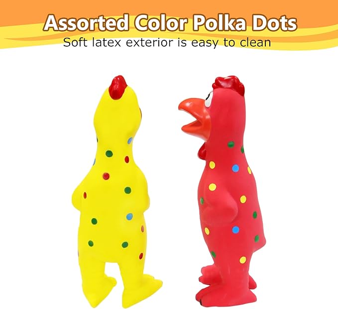 Rubber Chicken Dog Squeaky Toys, Durable Latex Chew Toys for Small Medium Large Size Dogs, Teething Puppy Dogs (2 Pack)