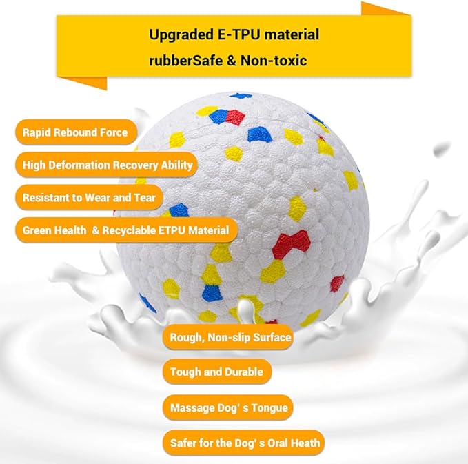 Dog Balls Toys for Aggressive Chewers, Indestructible Durable Bouncy Floating Balls for Dogs to Fetch, Durable Solid Rubber Ball for Training Dog