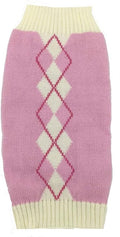 Argyle Dog Sweaters for Small Dogs, Knit Turtleneck Girl Dog Cats Sweater Clothes, Small (S) Size Pink