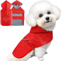 Dog Raincoat Dogs Rain Jacket Reflective Poncho Rainwear Waterproof Pet Clothes Warm Lined Pocket Hooded Leash Hole Adjustable Medium Dogs,Red,XXXL,Back Length 20.0 Inch