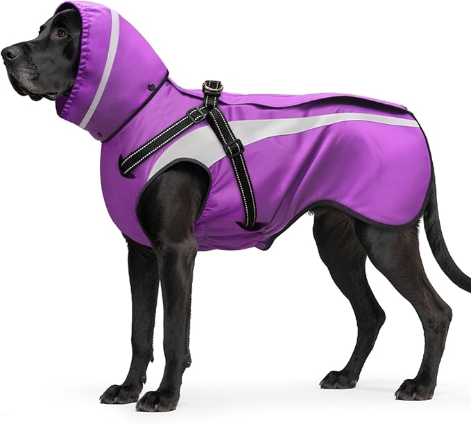 Mosucoirl Dog Raincoat Waterproof Raincoats for Dog Reflective Dogs Rain Jackets with Hood Hoodie Pet Rain Poncho Coat for Small Medium Large Dogs Puppies S-XXL (Purple, S)