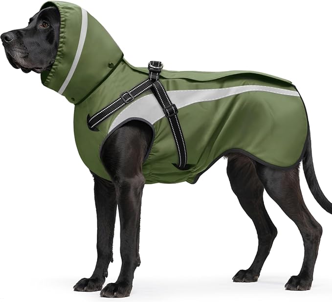 Mosucoirl Dog Raincoat Waterproof Raincoats for Dog Reflective Dogs Rain Jackets with Hood Hoodie Pet Rain Poncho Coat for Small Medium Large Dogs Puppies S-XXL (Green, XXL)