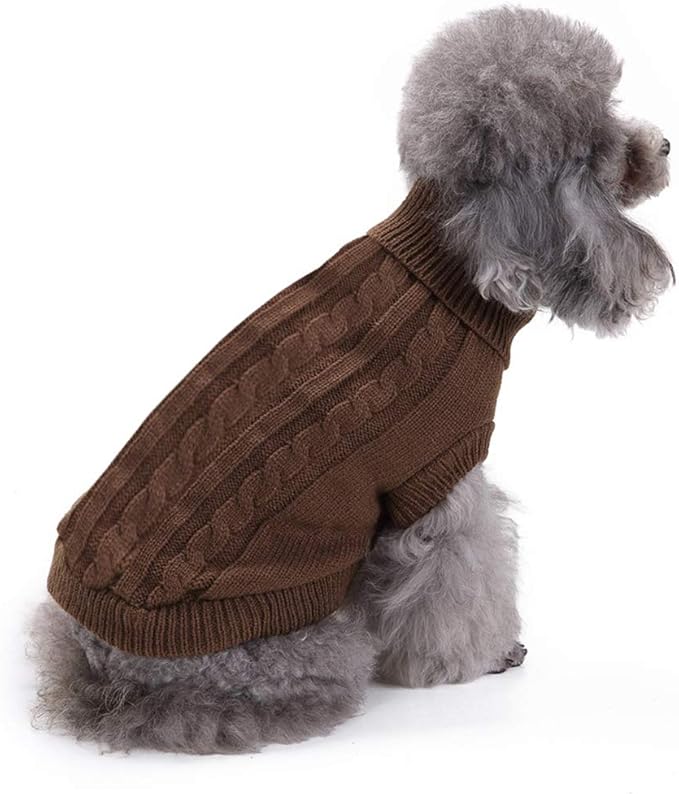 Dog Sweater for Small, Medium, Large Dogs - Warm Winter Turtleneck Pet Clothes for Cats and Puppies - Cute Classic Christmas Coat for Girls and Boys