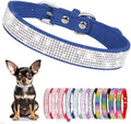 Serijoars Small Dog Collar with Rhinestone Crystal Diamond Colorful Bling Girl Puppy Cat Collars (XS, Dark Blue)