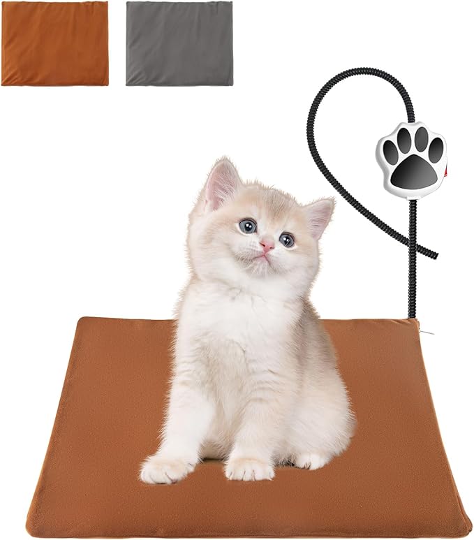 On/Off Switch Electric Pet Heating Pad with Chew Resistant Cord and 2PCS Machine Washable Cover,Indoor Heated Pet Bed Warmer,for Cat Beds and Dog Beds (Small)
