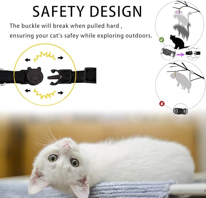 4 Pack Cotton Breakaway Cat Collar with Bell,Safety Adjustable Cat Collars Set with Flower Pattern,Ideal for Girl Cats Boy Cats