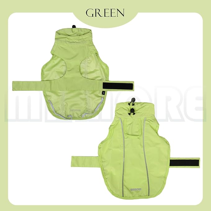 Waterproof Dog Raincoat with Reflective Strip, Adjustable Breathable Rain Coat Jacket with Leash Hole for Dogs (Light Green, Medium)