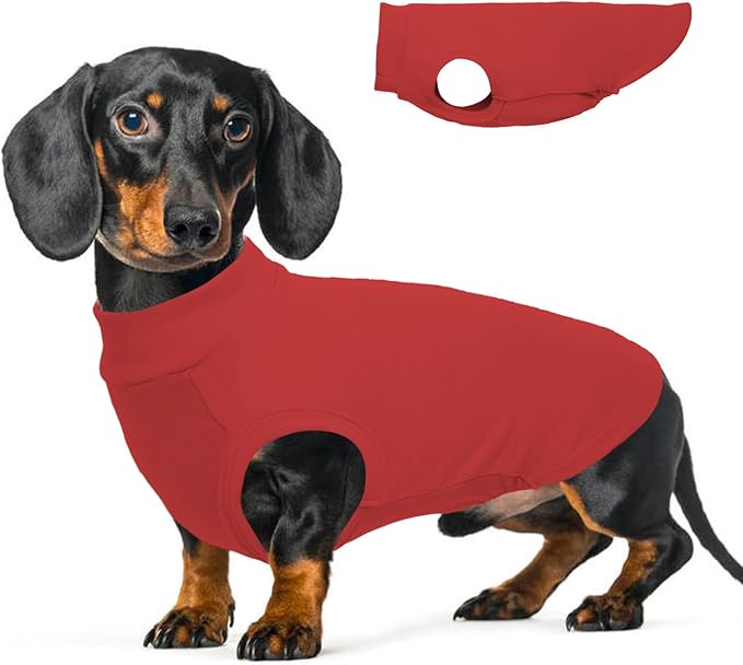 Dog Fleece Vest - Red, L - Pullover Warm Dog Sweater | Stretchable Soft Sweatshirt,Lightweight Jackets for Medium Breeds,Dachshund,French Bulldog