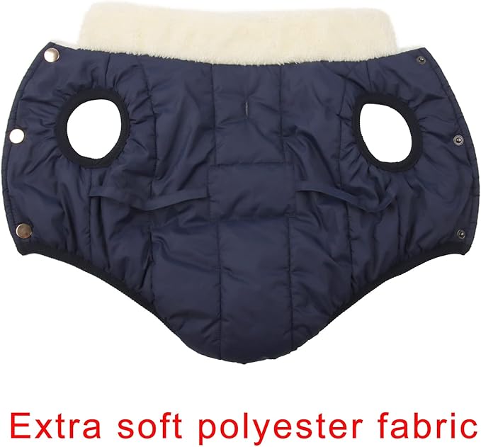 Fleece Lined Warm Dog Jacket for Puppy Winter Cold Weather,Soft Windproof Small Dog Coat,Blue M