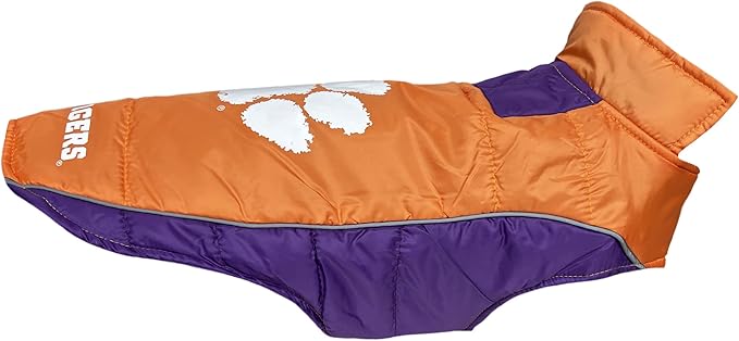 Pets First Collegiate Clemson Tigers Puffer Vest for Dogs & Cats. Size Medium. Warm, Cozy, and Waterproof Dog Coat, for Small and Large Dogs/Cats.