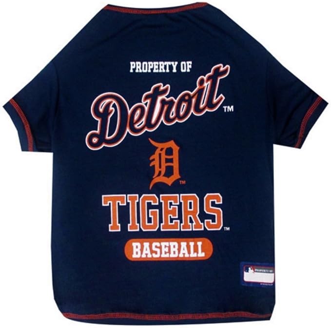 MLB Detroit Tigers Dog T-Shirt, X-Small. - Licensed Shirt for Pets Team Colored with Team Logos. - Premium Stretchable Materials for The Comfort of Your Dog & cat.