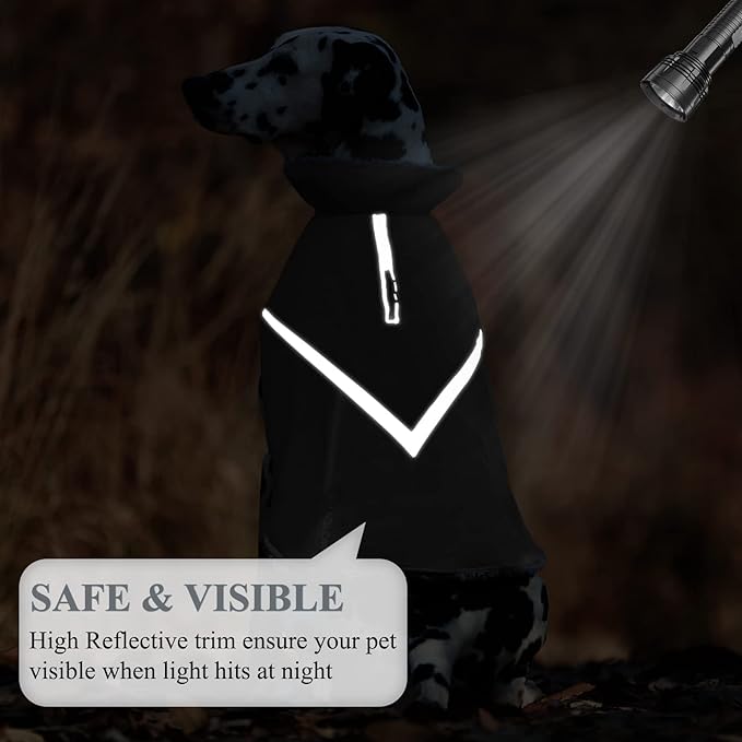 VIVAGLORY Snowrap Dog Coat, Jacket with Harness Hole & Velcro Closure, Dog Coat for Winter & Cold Weather, Fluffy Warm Fleece Lined Reflective Water Resistant for Puppy, M, Grey