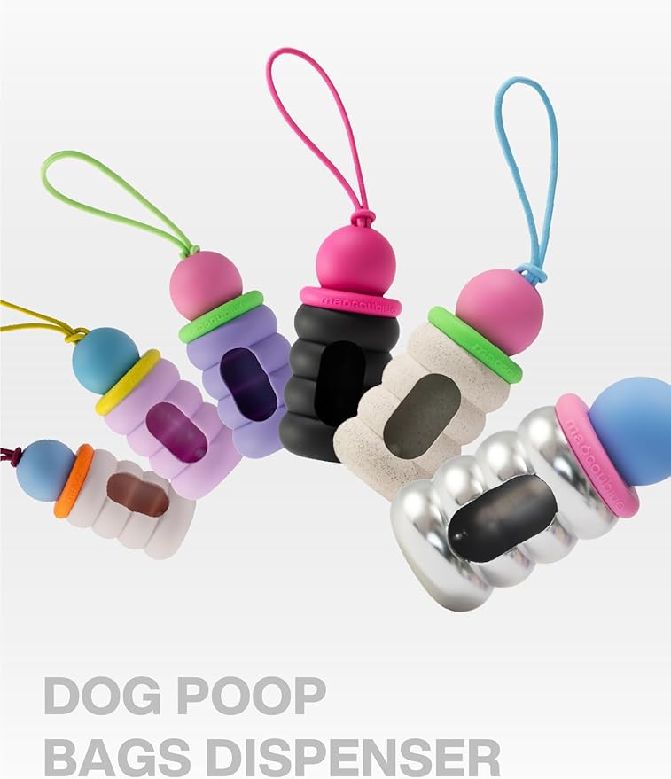 Dog Waste Bag Dispenser Pet Poop Bags Holder for Leash Lightweight Doggie Waste Bags Dispensers with Leash Attachment Includes 15 Bags (Caramel)