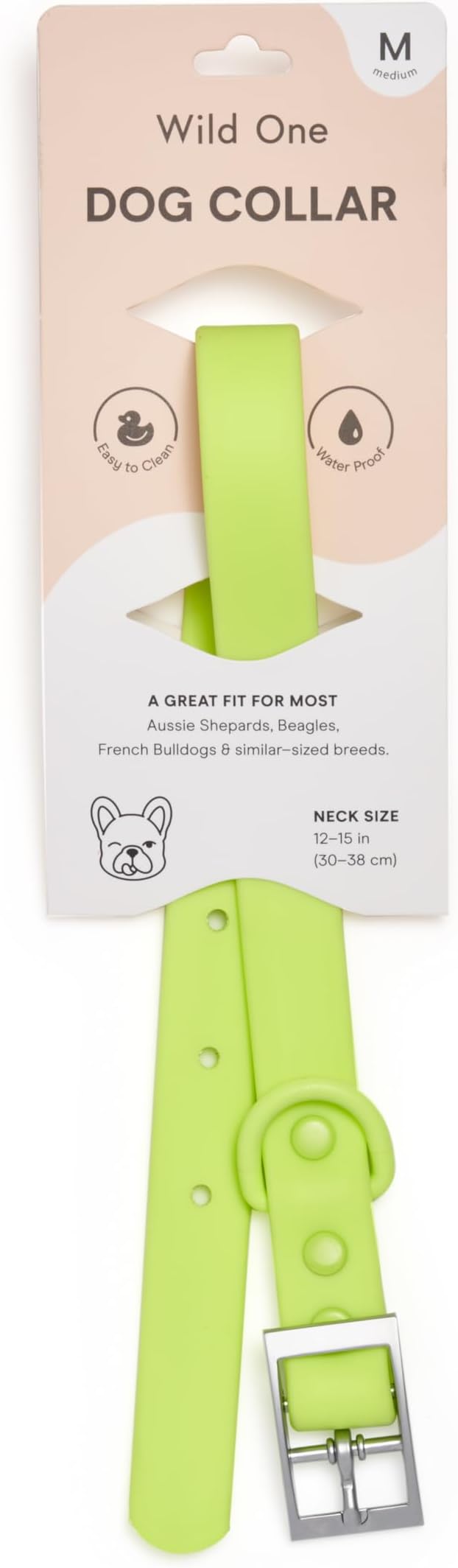 Wild One Dog Collar, Easy-Clean, All Weather Flex-Poly Strap with Metal, Durable, Dirt and Odor Resistant (Limeade, XL)