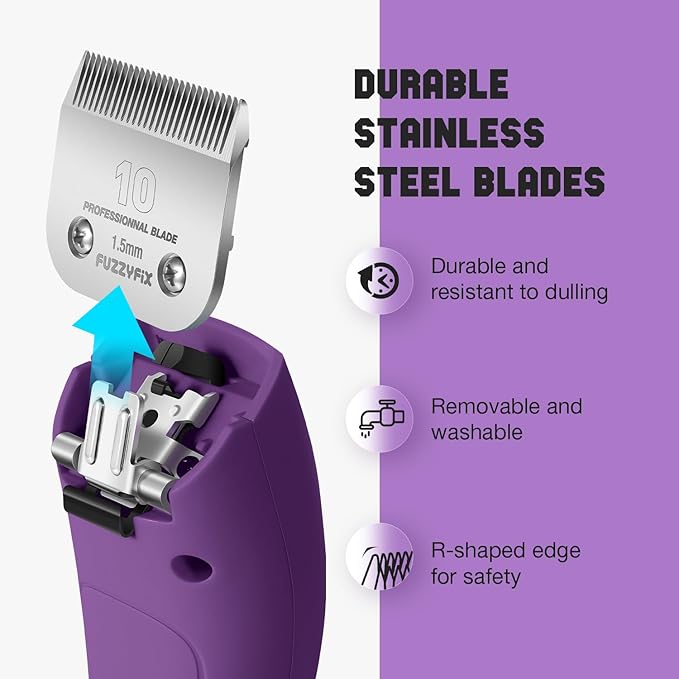 Professional Dog Clippers for Grooming - 2 Speed Pet Grooming Kit for Thick Curly Matted Coats - Low Noise Heavy Duty Cordless Hair Trimmer with Detachable Metal Blade