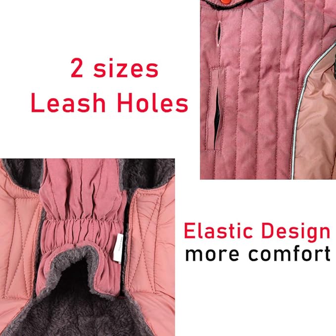 Fleece Dog Hoodie for Large Dogs Super Warm Doggie Jacket for Cold Winter Dog Coats,Pink XXXL
