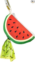 Convenient Dog Poop Bag Holder Leash Attachment with Zipper Case for Potty Bags - Trash Bag Carrier Accessory Dispenser for Poo Bags,Watermelon,Medium