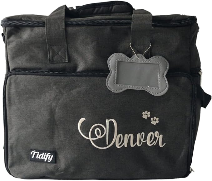 Customized Dog Travel Bag - You Name It and We Make It, Your Own Personalized Pet Travel Bag, Make It Special for You and Your Pet. (Dark Grey)