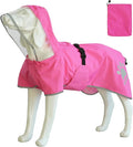 MAMORE Dog Raincoat Hooded Rain Jacket for Small Medium Large Dogs Slicker Poncho Bottom Waterproof Adjustable Reflective Breathable Leash Hole (Pink, Small)