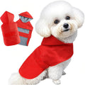 Dog Raincoat Dog Rain Jacket Poncho Waterproof Pet Rain Suit Double Layer Breathable Lining Hooded Leash Hole Adjustable Puppy Small Medium Dogs,Red,L