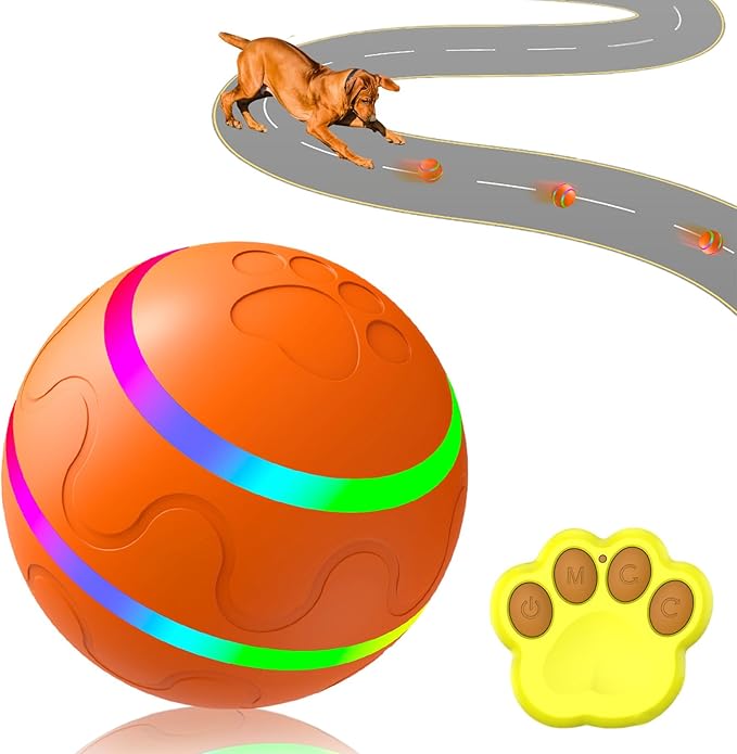 Shaky Ball Toy for Dogs, Large Pet Bounce, Jumping Ball Dog Toy, Automatic Activation Sports Rolling, 2025 New Big Pet Moving Balls (Orange, Remote Control)