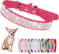 Serijoars Small Dog Collar with Rhinestone Crystal Diamond Colorful Bling Girl Puppy Cat Collars (XXS, Hot Pink)