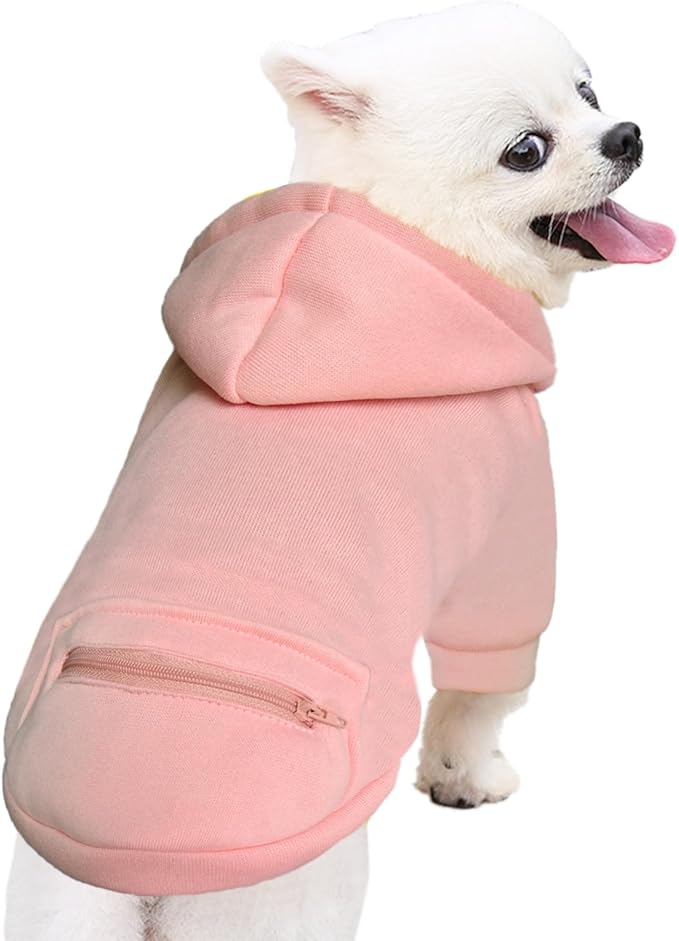 Jecikelon Pet Dog Cold Weather Coat with Pocket Winter Dog Hoodie Warm Puppy Clothes for Small Dogs Chihuahua Clothing (Pink, X-Large)