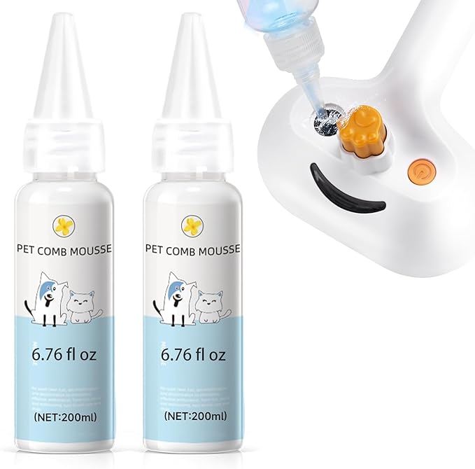 Pet Steam Brush Spray Refill for Dogs & Cats – Concentrated Waterless Shampoo, 3-in-1 Grooming Spray Comb Mist, Self Cleaning Pet Brush for Shedding & Hair Removal, 2*Shampoo(Steam Brush Not Included)