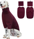 ROZKITCH Dog Shirt with Hoodie Dog Ears Cover 2 in 1, Soft Lightweight Dog Striped T Shirt Pullover Dog Tank with Detachable Ear Wrap, Dog Hoodie Tshirt Dog Boy Girl, Stretchy Sweater WineRed XL