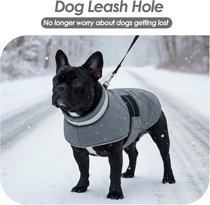 Dog Winter Coat Warm Padded Puppy Jacket Windproof Water Resistant Clothes for Small Medium Large Pets Christmas Sweater Outfit Vest(Grey, 2XL)
