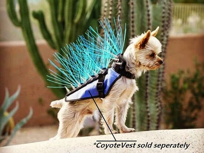 CoyoteVest CoyoteWhiskers Protection Nylon Bristles for CoyoteVest or SpikeVest Dog Harness Vest, Dog Accessories That Deter Coyote, Hawk and Raptor Attacks (Set of 4, Blue)