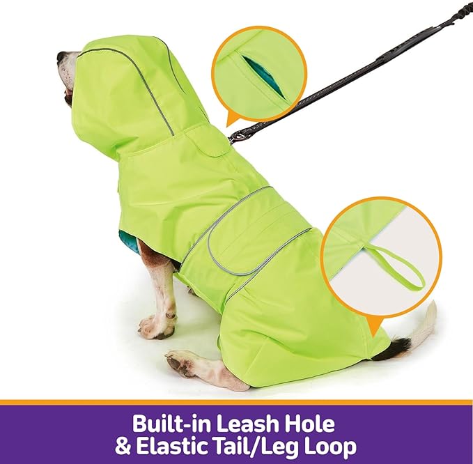 Dog Raincoat Reversible, Single Side Slicker Poncho Adjustable Waterproof Dog Rain Jacket with Leash Hole/Reflective Stripe Hooded Snowproof Windproof Clothes for Small to 3X-Large Dogs, 3XL