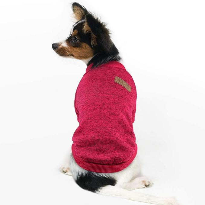 Idepet Pet Dog Classic Knitwear Sweater, Soft Fleece Coat for Small,Medium Dogs,Warm Pet Dog Cat Clothes,Soft Puppy Customes (XXL, WineRed)