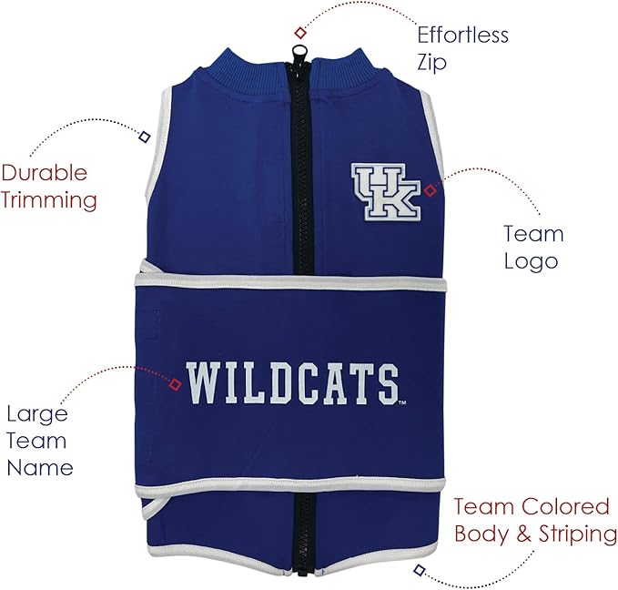 NCAA Kentucky Wildcats Dog Anxiety Shirt Calming Soothing Vest for Dogs Cats with Anxiety, Fears, Fireworks, Loud Noises, Dark, Lonely Keeps Dogs Calm & Feeling Safe, Relaxing Jacket, Medium