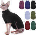 SUNFURA Turtleneck Sweater for Cat, Sphynx Cats Shirt Hairless Cat Sweaters with Sleeves, Warm and Soft Kitten Pullover Fleece Winter Pajamas Jumpsuit for Puppy Cats, Black L