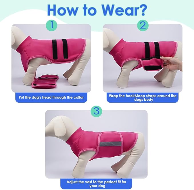 MIGOHI Dog Anxiety Relief Coat,Comfort Anxiety Vest for Dogs,Adjustable Anxiety Calming Wrap for Fireworks,Thunderstorms,Travel, Separation, Dog Anxiety Jacket for Small Dogs,M,Rosered