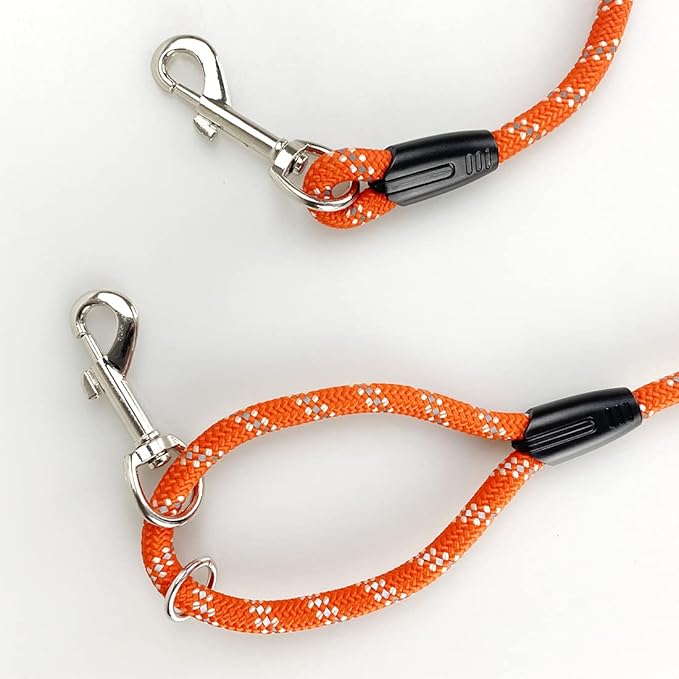 Long Rope Dog Leash for Dog Training 12FT 20FT 30FT 50FT, Reflective Threads Dog Cat Leashes Tie-Out Check Cord Recall Training Agility Lead for Large Medium Small Dogs (Orange, 10mm*12ft)