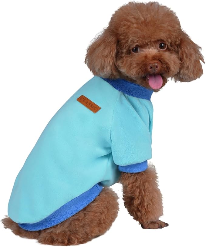 GreenJoy Classic Fleece Dog Sweater – Soft & Warm Stretchy Sweatshirt for Small Dogs & Cats, Cold-Weather Pullover for Everyday Wear (Light Blue, X-Small)