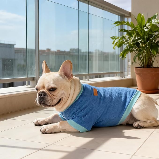 GreenJoy Classic Fleece Dog Sweater – Soft & Warm Stretchy Sweatshirt for Small Dogs & Cats, Cold-Weather Pullover for Everyday Wear (Dark Blue, Large)