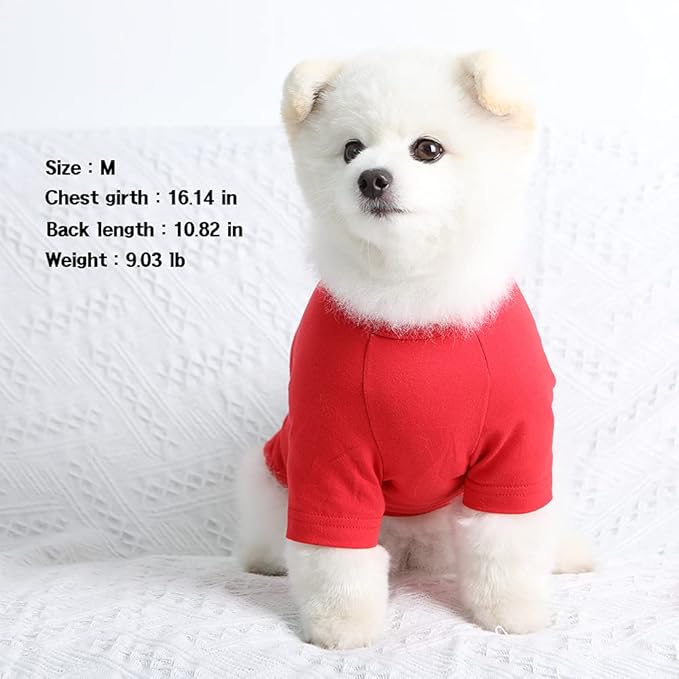 Dog Shirt for Small Dogs Plain T-Shirts Soft Breathable Dog Cotton Shirt pet Clothes (X-Small, Red)